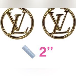 (New!) 1 PAIR [Choose GOLD or SILVER Metal] 2” Hoops - Straight Stem + dust bag